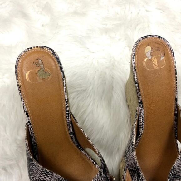 Kelsi Dagger 9 Womens Snake Print Cross Strap Slip-on Espadrille Wedge Sandals - Picture 4 of 7